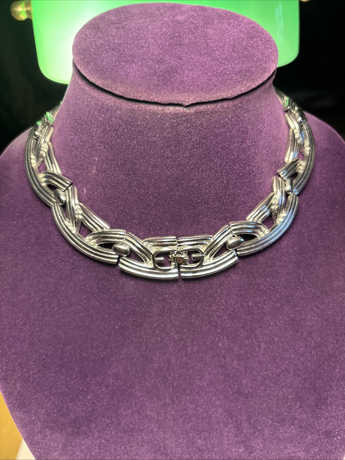VINTAGE SIGNED GIVENCHY CHUNKY INTERLINKED SILVER… - image 2