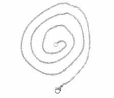 Stainless Steel Water Wave Chain Necklace  55-70 cm length, 2 mm width