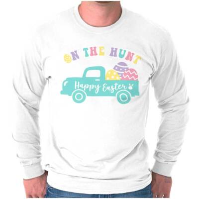 Happy Easter On the Egg Hunt Pick Up Truck Long Sleeve T Shirt Tees For Women
