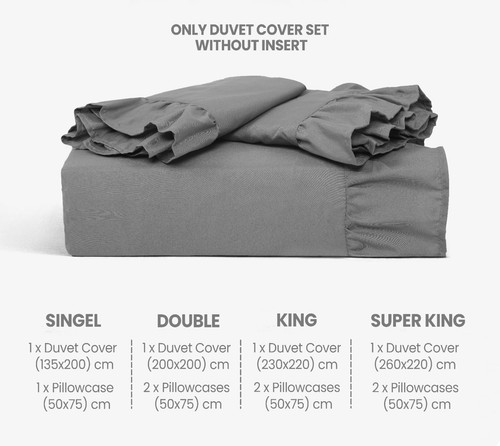 Luxury Ruffled Frill Duvet Quilt Cover Bedding Set Single Double King Size - Picture 28 of 46