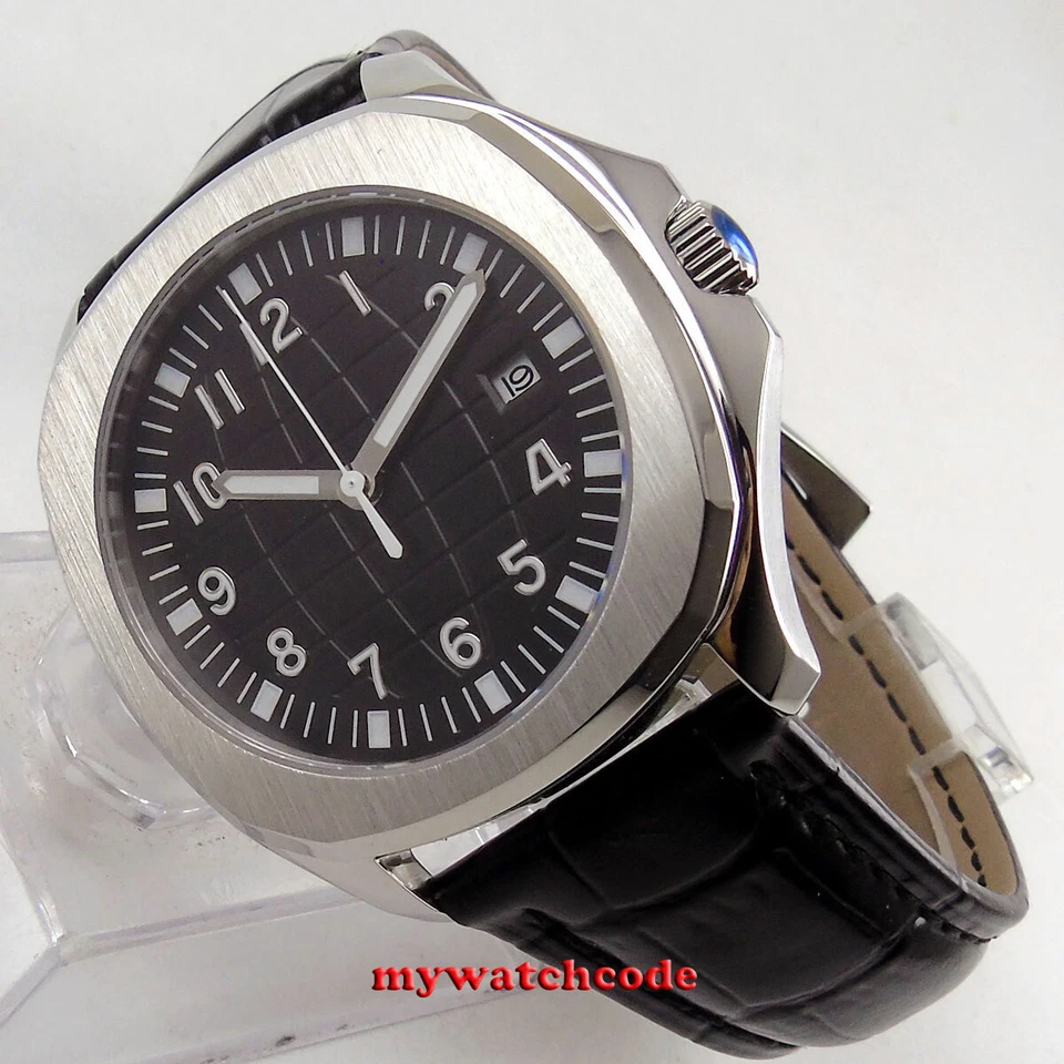 Relógio masculino quadrado automático 40mm Bliger mostrador preto estéril data vidro de safira - Imagem 2 de 4