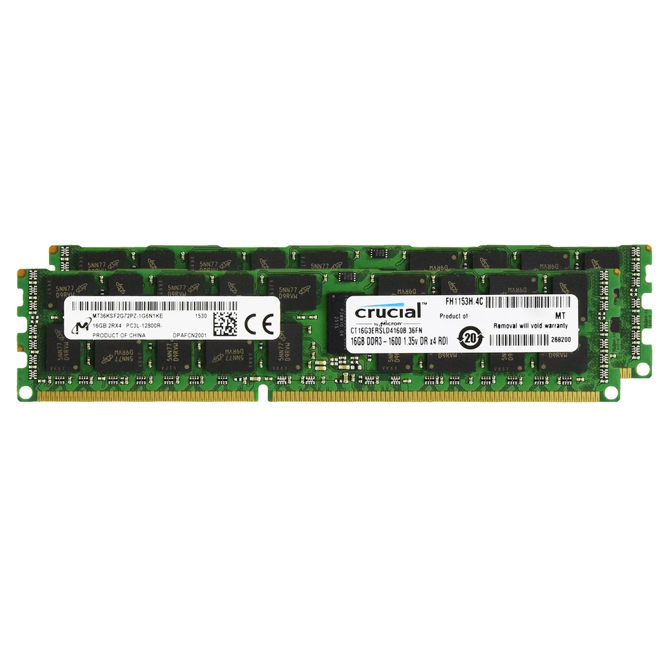 Crucial DDR3L 32GB(2 x 16GB) 1600MHz RDIMM PC3L-12800 ECC REG Server Memory RAM - Image 4 of 4