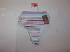NEW LADY'S SECRET TREASURES 3-PAC..LACE TRIM THONG./PRINT/AQUA/ VIOLET PANTIES