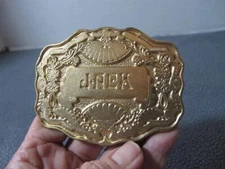 Vtg ODen Inc Goldtone Men's Belt Buckle "Jack" 3.5" Fits 1.5" Belt