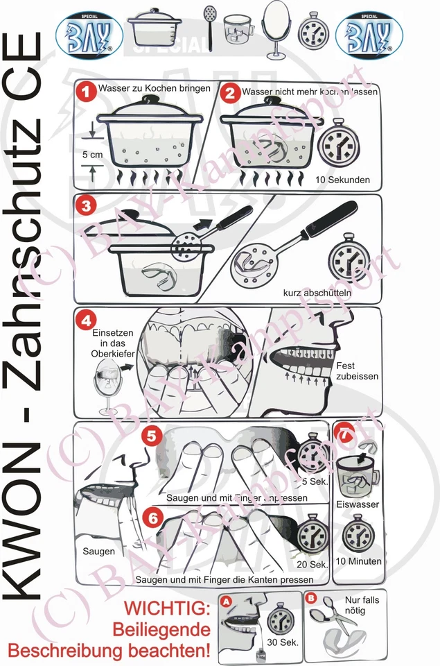 KWON CE Zahnschutz + KLICK BOX weiss klar transparent Mundschutz farblos natur - Bild 4 von 4