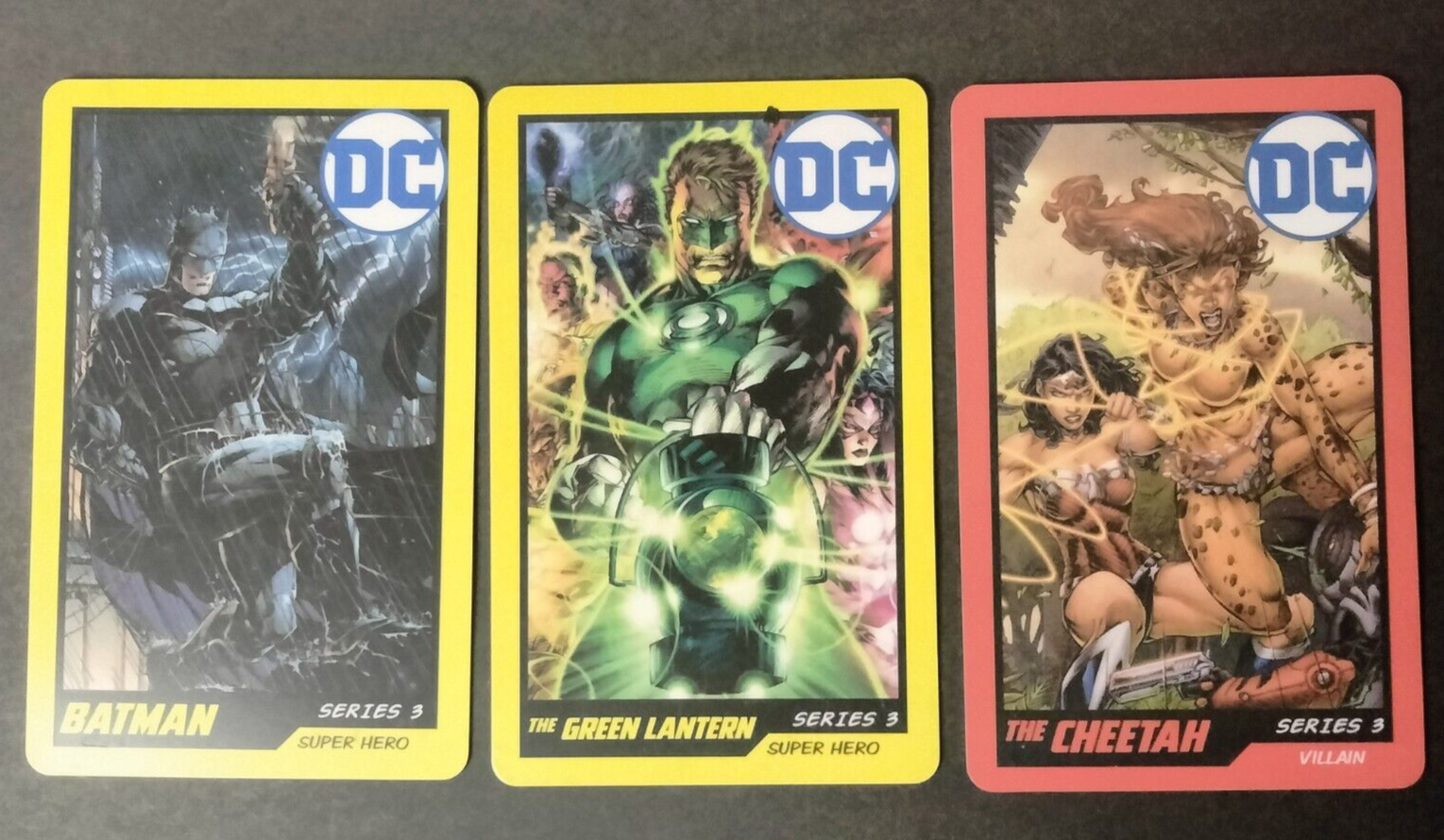 DC Comics Series 3 Coin Pusher Cards Featuring Batman Green Lantern Cheetah