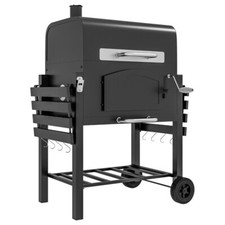 Image of Charcoal Grill BBQ Trolley with Adjustable Height Charcoal BBQ & Thermometer