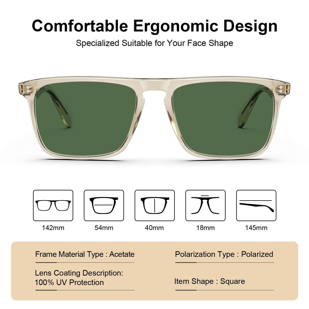 Polarized Sunglasses with Acetate Frame and UV Protection AVAWAY Round Oversized Acetate Polarized Sunglasses for  main image 4