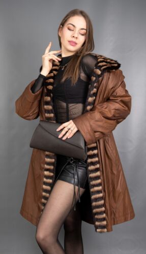 12598 GORGEOUS COAT WITH REAL MINK LUXURY FUR JACKET BEAUTIFUL LOOK SIZE M