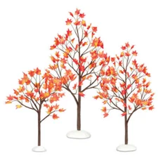 Village Autumn Maple Trees Set of 3