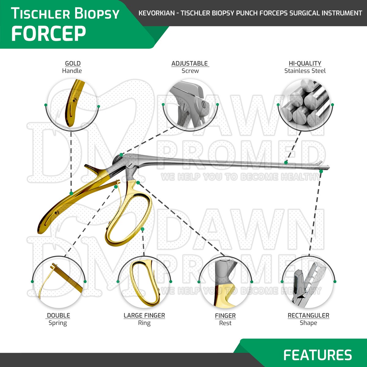 Kevorkian-Young Biopsy Forceps 9" Surgical Stainless Steel Veterinary OB/GYN - Foto 7