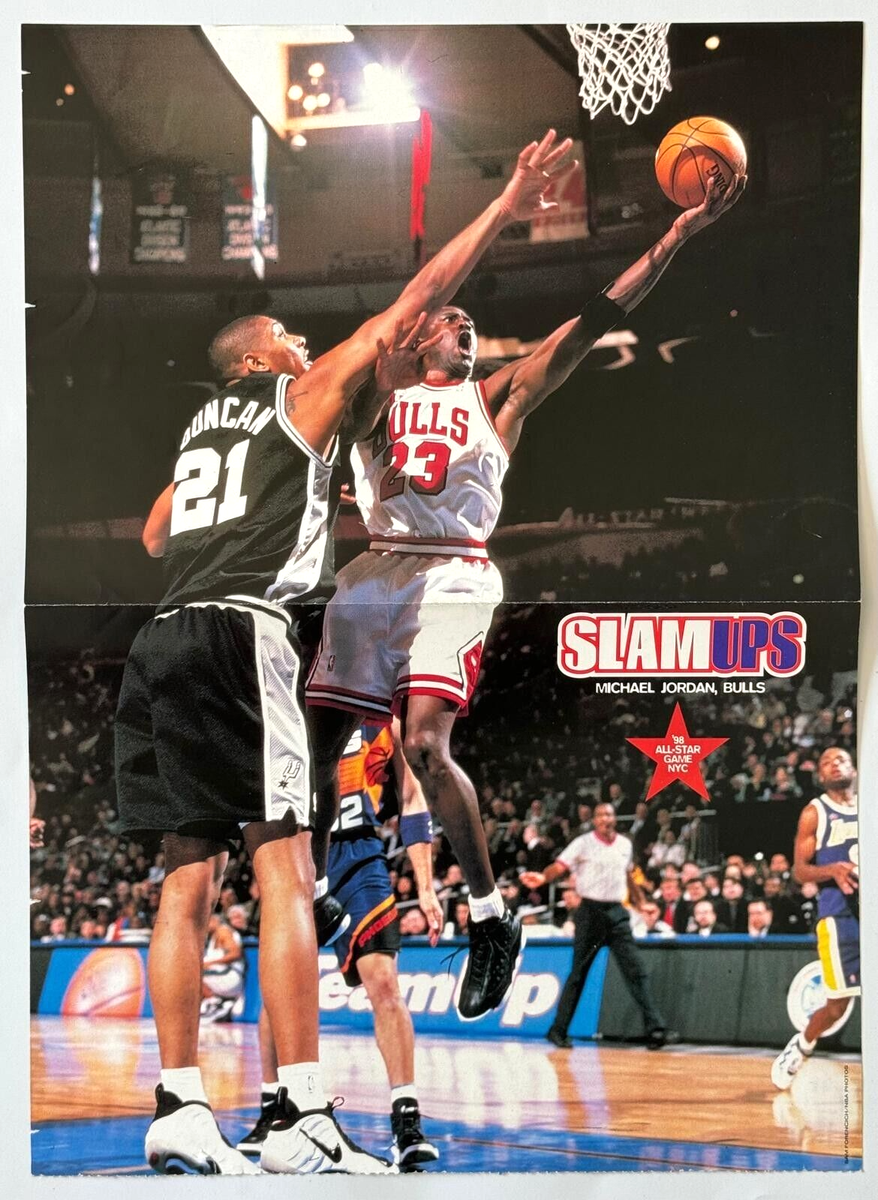 Vintage 1998 Michael Jordan Kobe Bryant Double Sided Poster NBA