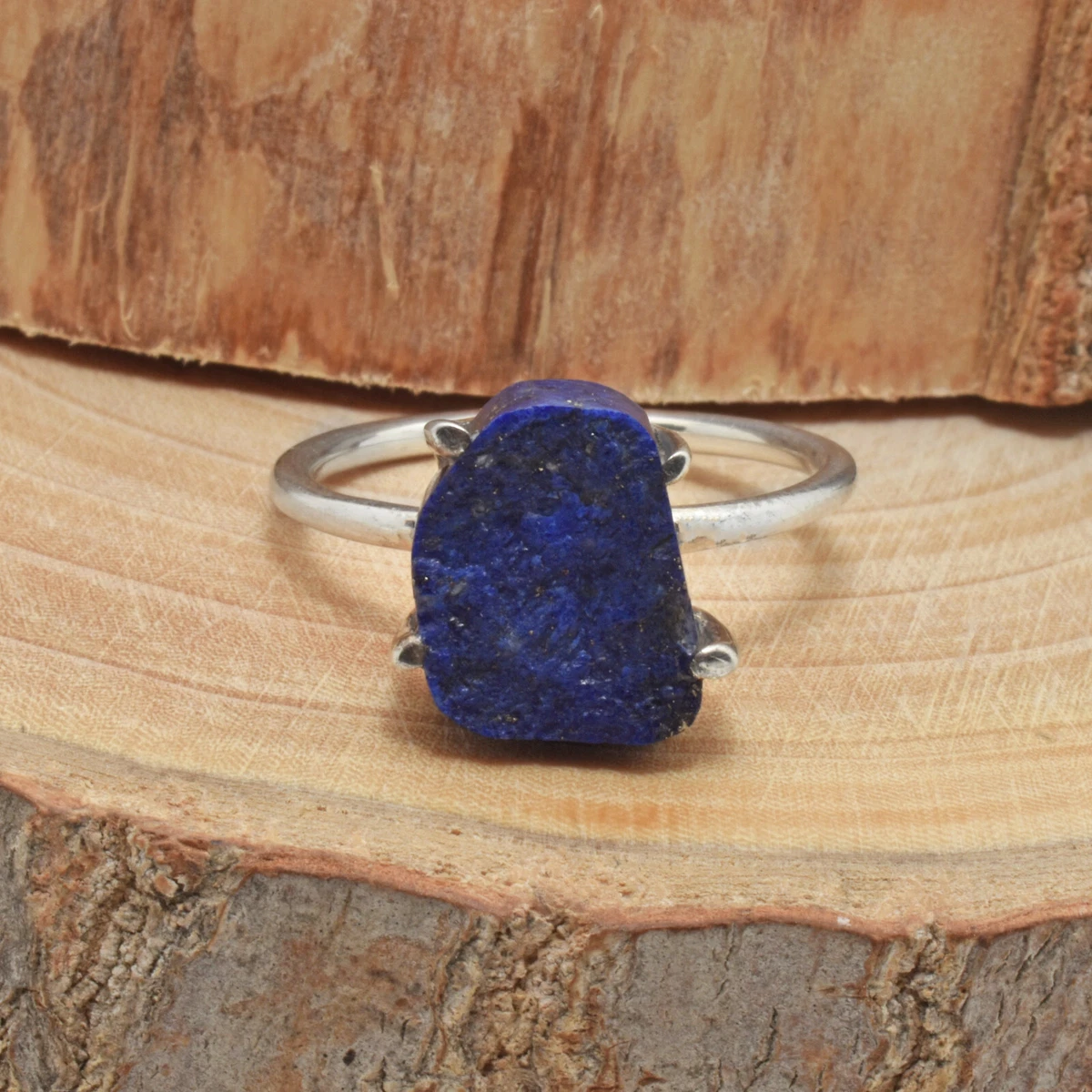 Raw Lapis Lazuli Ring Raw Gemstone Ring Crystal Birthstone Ring