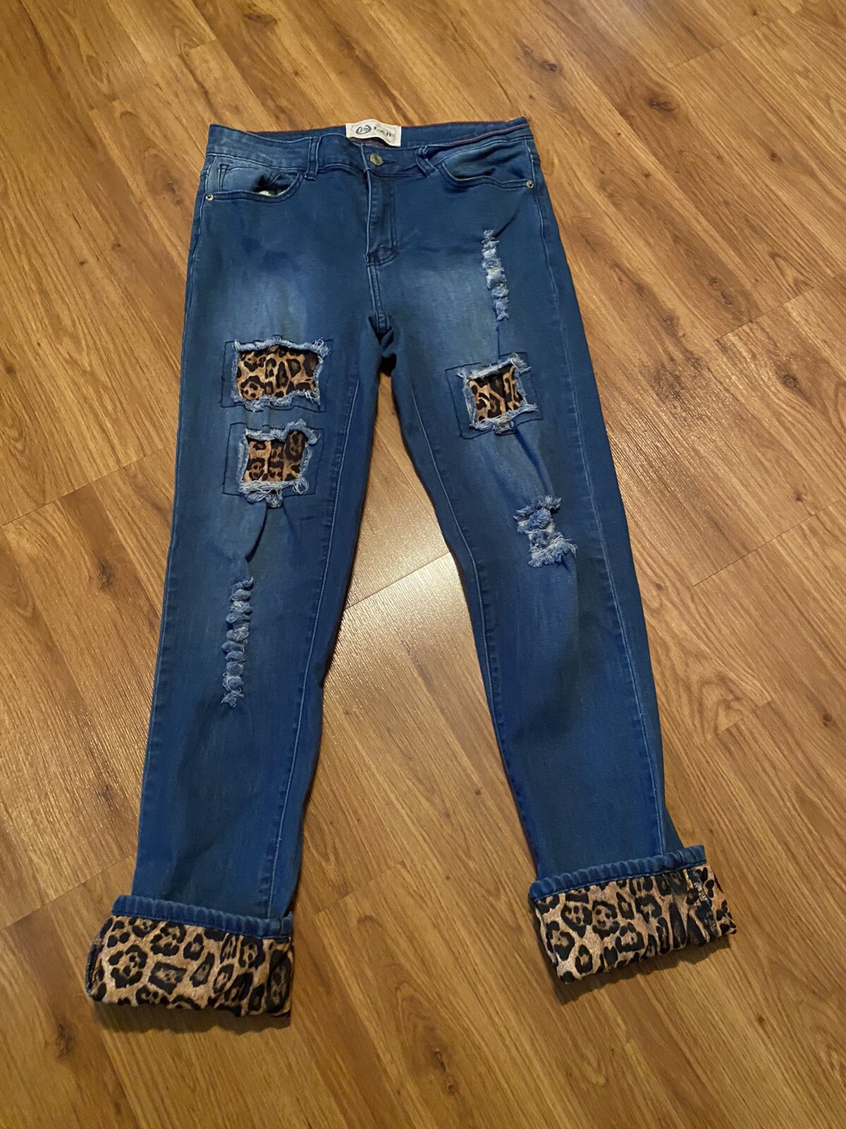 L&B Leopard Patch Jeans Size 10 EUC - image 1