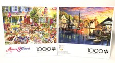 Puzzle Lot 2 1000pc-Complete Buffalo Puzzle-Aimee Stewart Boats In A Harbot