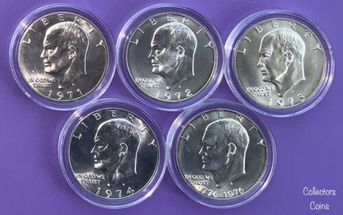 1971- 1974 & 1976 5 Coin 40% Silver $1 Eisenhower Dollar 5 Uncirculated “S” Set - Picture 1 of 2