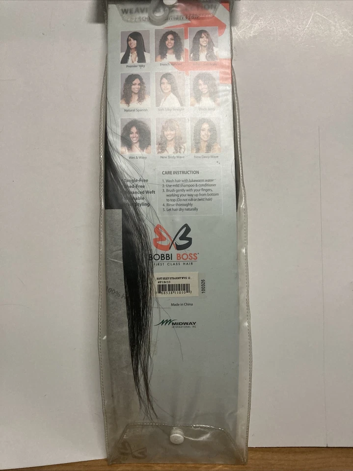 Bobbi Boss 100% Human Hair for Weaving Soft Silky Straight 12" Color: 1B/33  - Image 4 of 4