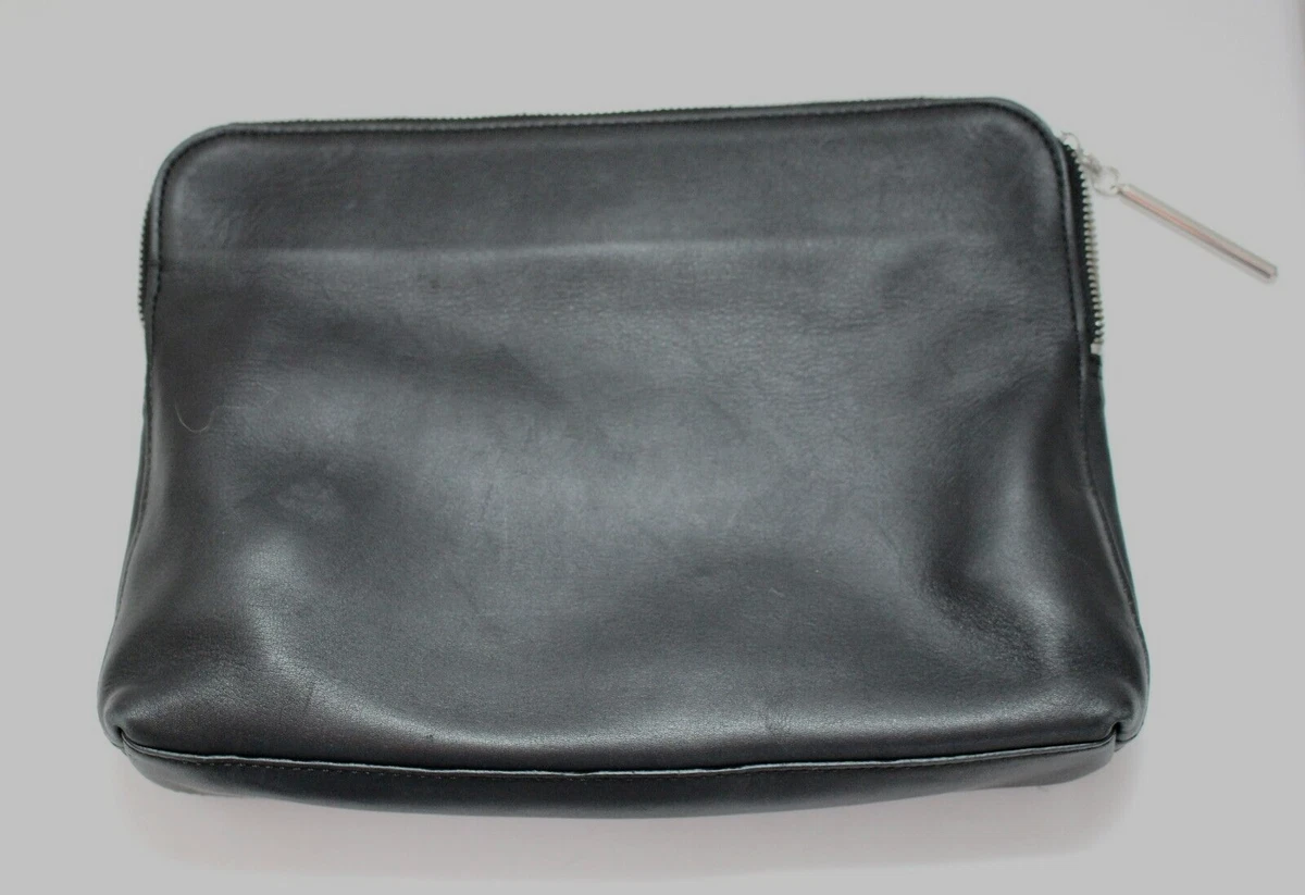 3.1 PHILLIP LIM Leather 31 Minute Clutch Zip Cosmetic Soft Pouch Black Leather