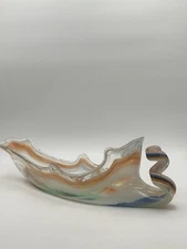 Large Vintage Art Glass Viking Ship Centerpiece Vase Candy Dish 17.5 Inches Long