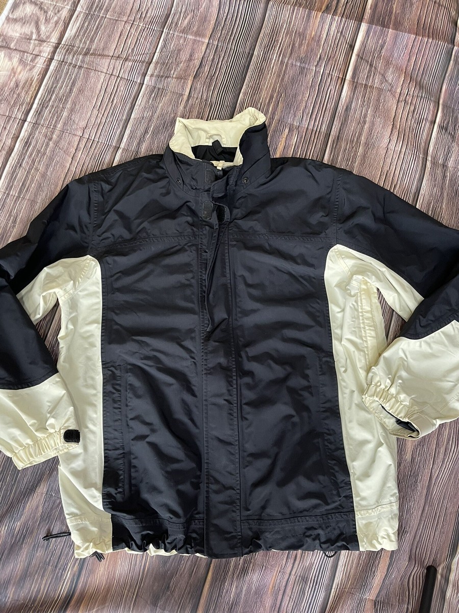 LANDS' END, MEN'S SZ L, FULL ZIP, WINDBREAKER, BLACK/CREAM LANDS' END, MEN'S SZ L, FULL ZIP, WINDBREAKER, BLACK/CREAM