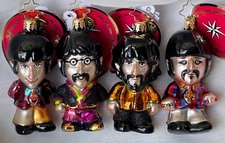 Christopher Radko THE BEATLES Little Gems Ornaments John Paul Ringo George Set 4