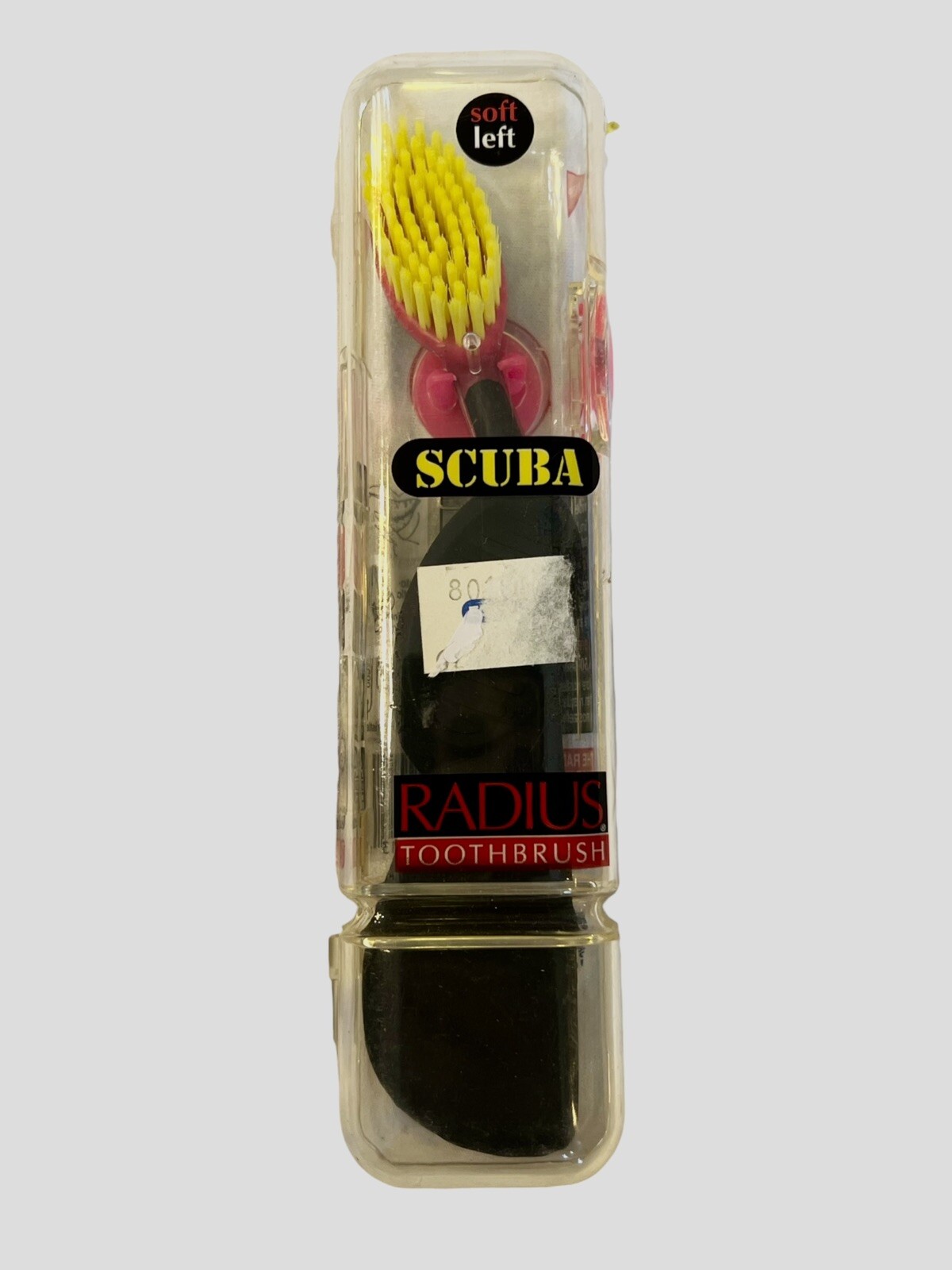RADIUS SCUBA TOOTHBRUSH BLACK HANDLE Yellow Bristles Pink Le