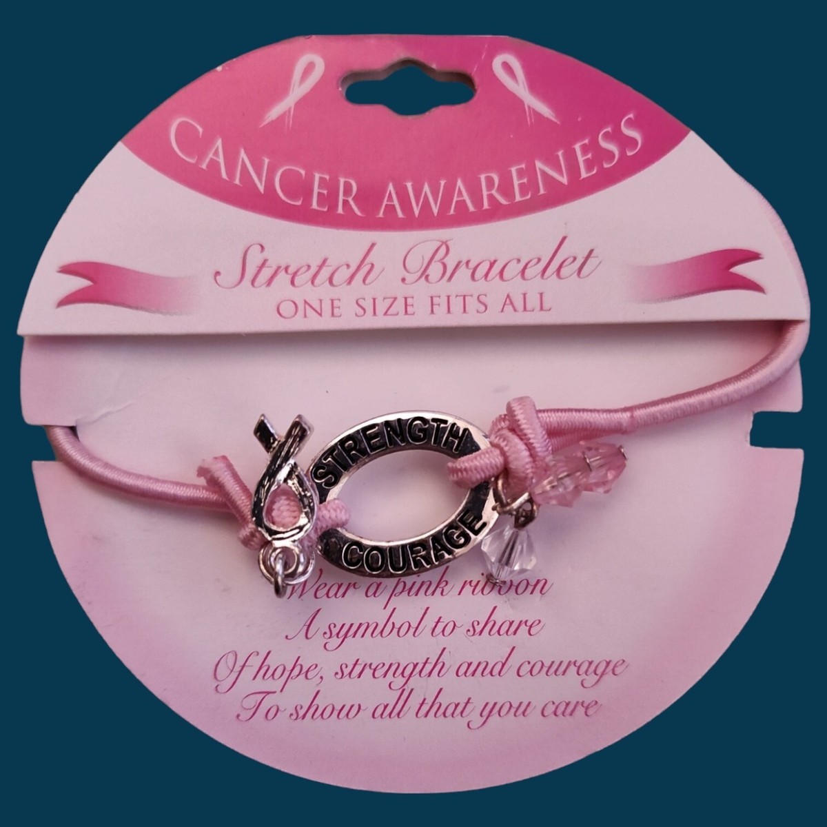 strength courage Pink Ribbon Bracelet Stretch Beaded Breast