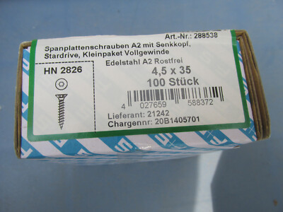 Holzschrauben seko Edelstahl 4,5x35mm 100Stück rostfrei / ContPal2aK1