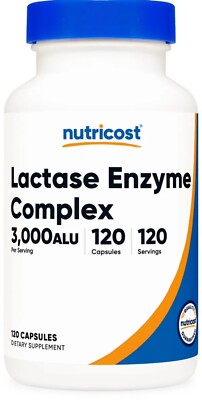 Nutricost Lactase Enzyme Complex 3,000 FCC ALU, 120 Capsules But 1 Get 1 50% OFF