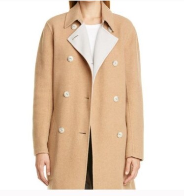 Rag Bone Rach Reversible Belted Wool Blend Tan/Gray Coat