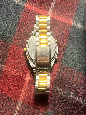 SEIKO Quartz Chronograph Two-Tone Men's Watch With Box 7T32-7A49