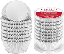 Caperci Silver Foil Cupcake Muffin Liners Standard Size Standard, 