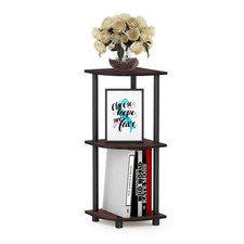 Furinno TURN-N-TUBE Corner Shelf, 3-Tier Round Tube, Dark Cherry/Black
