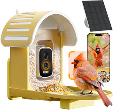 Smart Bird Feeder with Camera, Yellow 2.5K UHD, AI Bird Species Identification