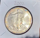 2002-P AMERICAN SILVER EAGLE DOLLAR*1 OZ. FINE SILVER* BEAUTIFUL TONED*GEM BU**