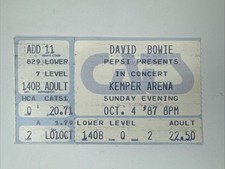 David Bowie Concert Ticket Stub Kemper Kansas City 1987