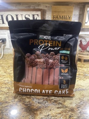 Just Move Protein Chocolate Cake Vegan Based, Organic, Keto, Low Carb 38oz 03/27