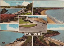 Exmouth Devon Multiview Postcard posted 1965 corner crease