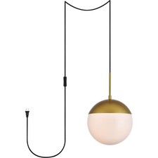 Living District LDPG6036BR Eclipse Pendant Brass and Frosted White