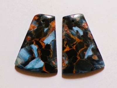 23.65 Ct Flashy Pietersite Loose Gemstone Drilled Cabochon Match Pair 25.5X18M61