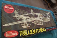 Guillows, "Lockheed P-38 L Lightning" Vintage Balsa Plane Kit, 40"