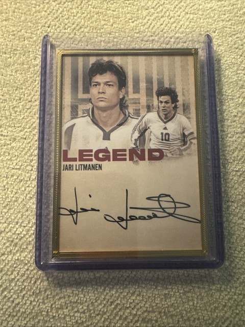 Jari Litmanen Futera Incredible 2 Gold Frame On Card Auto Bookend 1/2