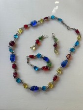 Sea Glass Necklace Earring Bracelet set