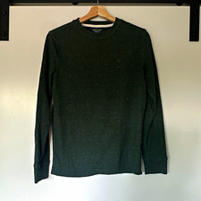 American Eagle Men’s Heather Green Crewneck Waffle Knit Long Sleeve Shirt