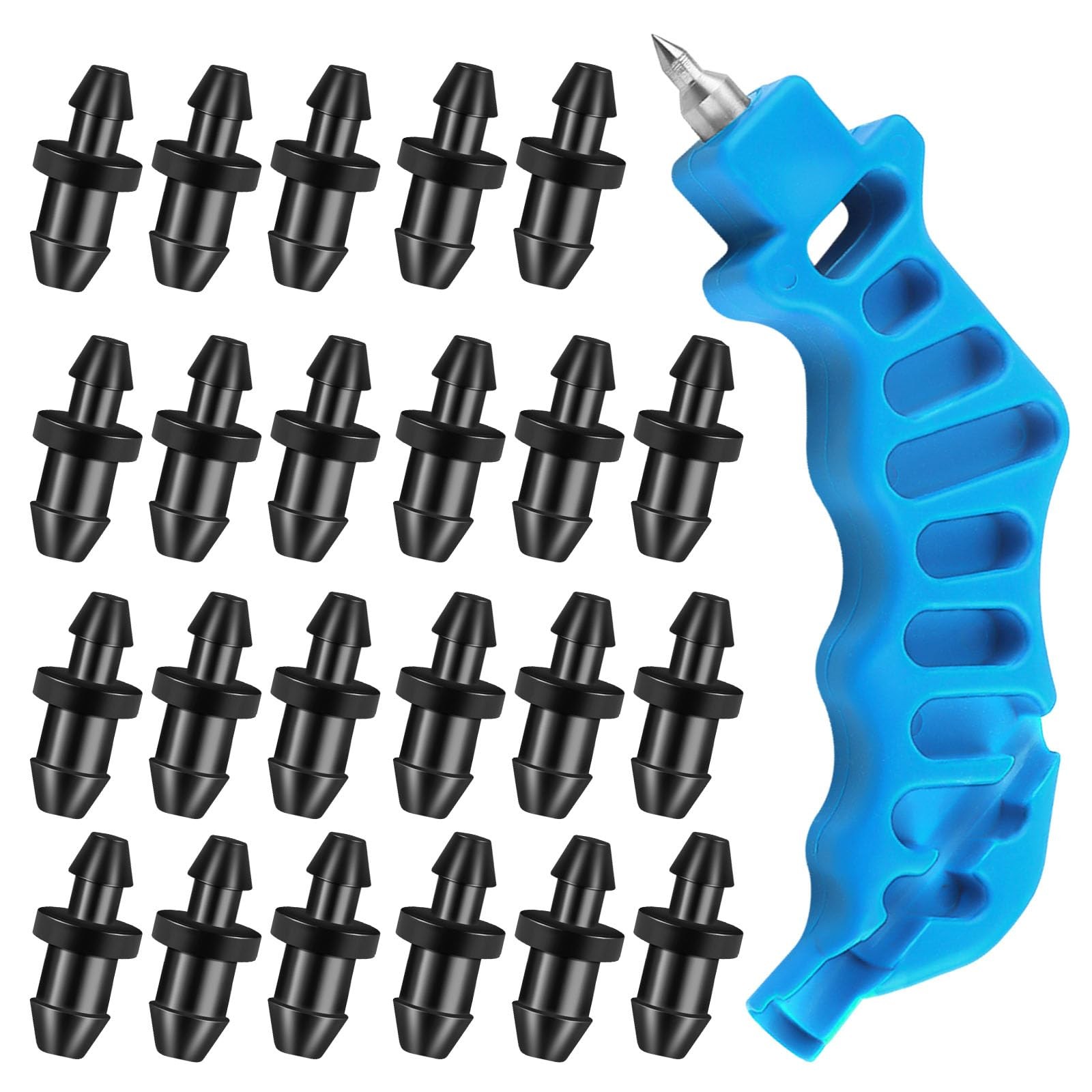Kit d'irrigation goutte à goutte avec 51 perforatrices en ABS noir pour tuyau de 16mm