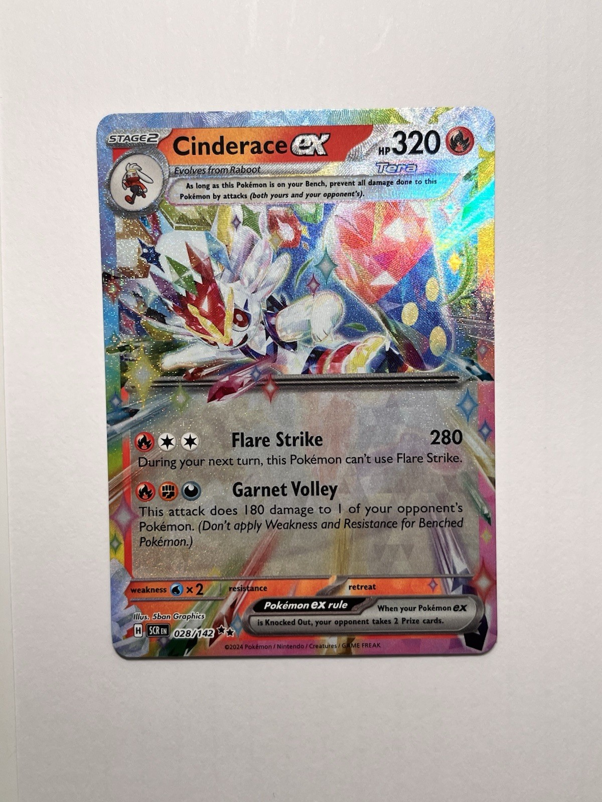Cinderace EX 028/142 Stellar Crown Holo - Double Rare Pokemon TCG NM