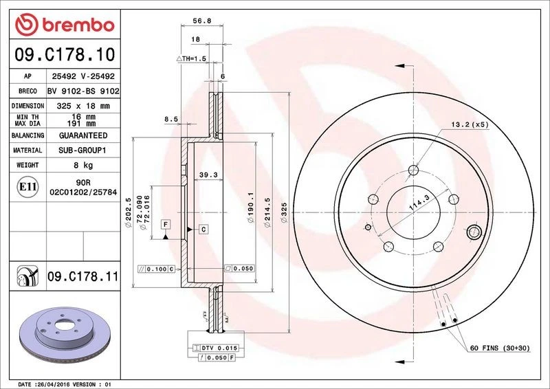 Disco de freno MAZDA CX-7 2.3 MZR DISI Turbo AWD 09.C178.11 Foto 2 de 2