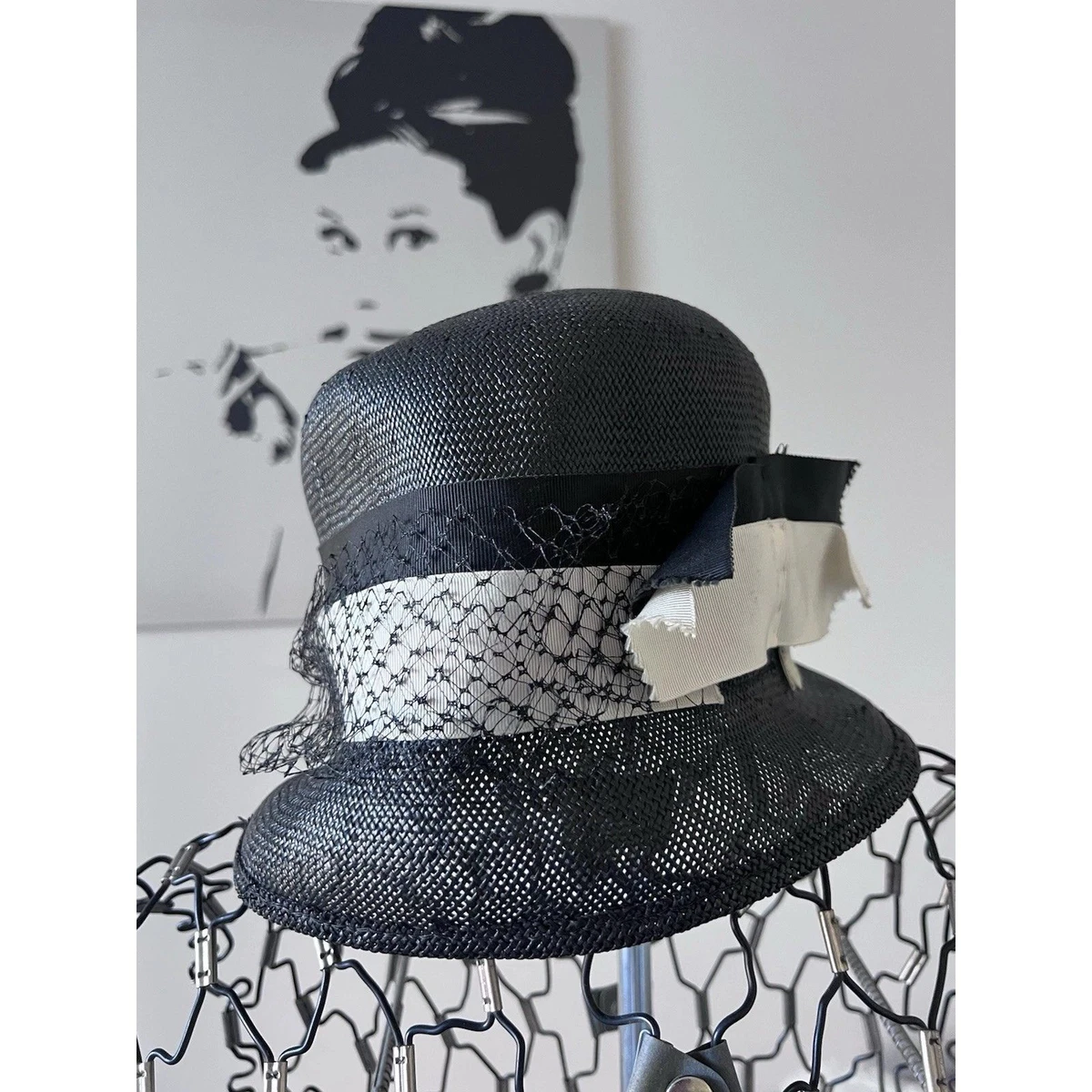 Cloche Black Straw Vintage Hats for Women for sale | eBay display picture 2
