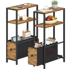 Skinny Side Table with Storage - Narrow End Table for Small Space Bedroom Liv...