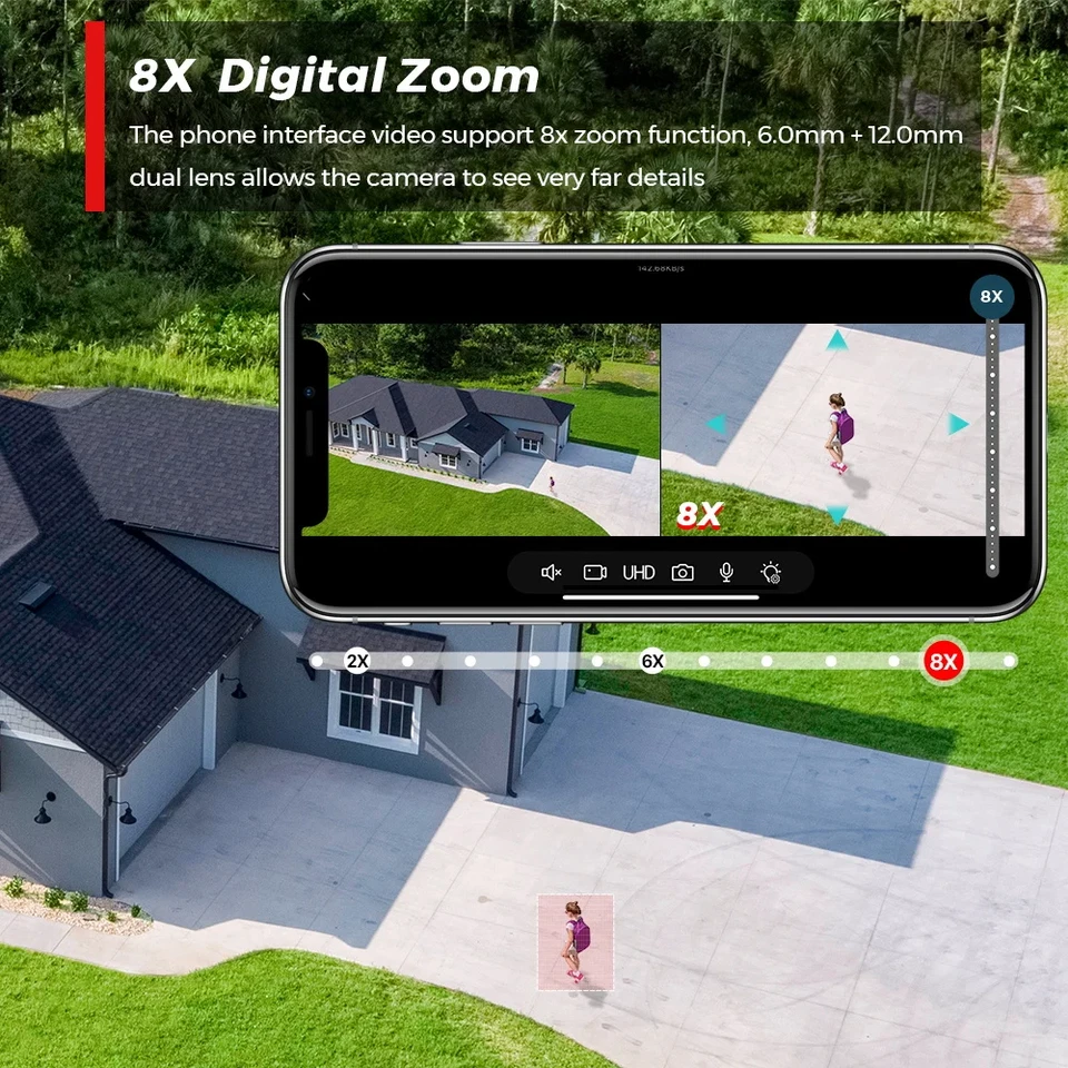 6K 12MP Wifi Camera PTZ Dual Screen 8X Digital Zoom AI Auto Tracking Outdoor 8MP - Image 3 of 4